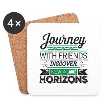 Journey with Friends adevnture travel quote text - Coasters (set of 4) - white - Front