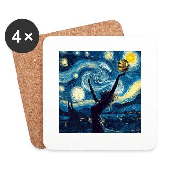 Joueur de volley-ball Van Gogh - Dessous de verre (lot de 4) - blanc - Devant