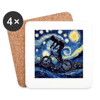 BMX Rad Fahrrad van Gogh - Untersetzer (4er-Set) - Weiß - Vorne