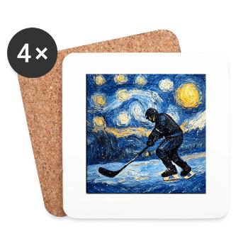 Hockey Hockey Van Gogh - Coasters (set of 4) - white - Front