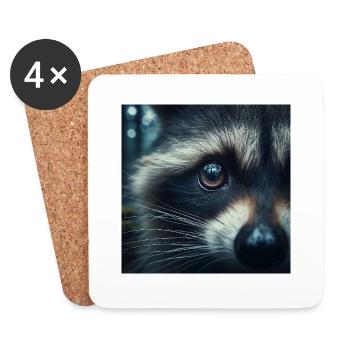 Close-up of a raccoon's eye - Coasters (set of 4) - white - Front