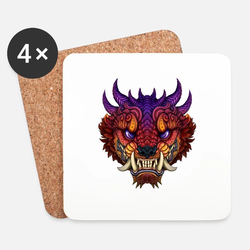 Oni Drache - Oni Dragon - Untersetzer (4er-Set) - Weiß