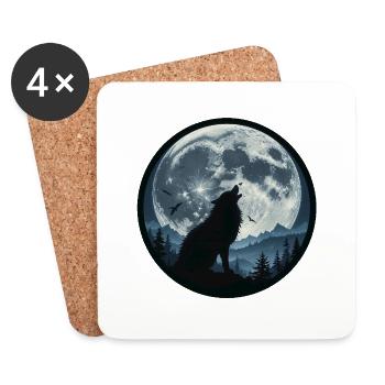 Loup hurlant 3458647 - Dessous de verre (lot de 4) - blanc - Devant