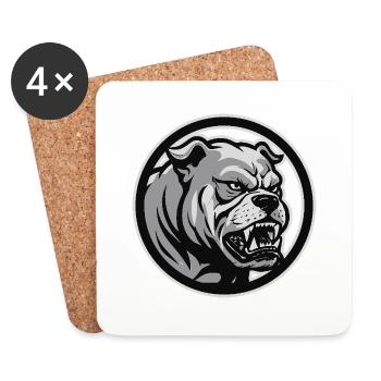 Bouledogue en colère - Dessous de verre (lot de 4) - blanc - Devant