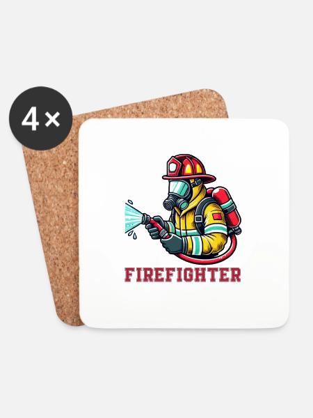 feuerwehr firefighter - Untersetzer (4er-Set) - Weiß