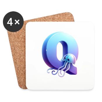 Jellyfish and Letter Q - Untersetzer (4er-Set) - Weiß - Vorne
