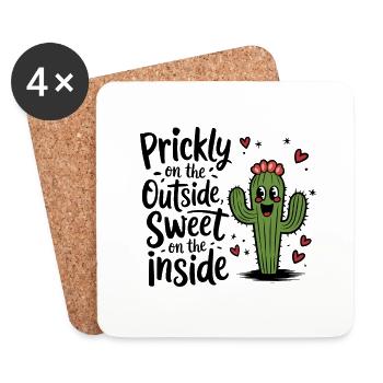 Cactus doux - Dessous de verre (lot de 4) - blanc - Devant