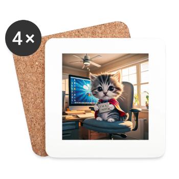Cat Hero - Coasters (set of 4) - white - Front