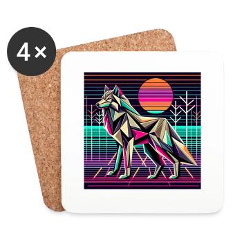 Neon Wolf in futuristischer Natur - Untersetzer (4er-Set) - Weiß - Vorne