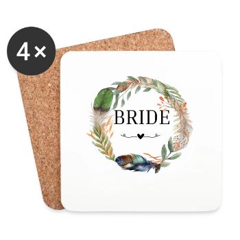 Bridle Wreath Boho Flowers - Coasters (set of 4) - white - Front