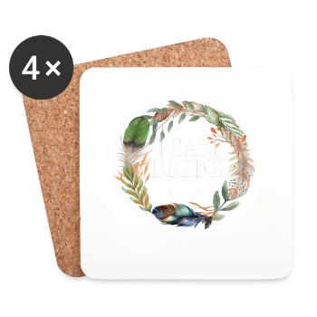 Team bridle wreath boho flowers - Coasters (set of 4) - white - Front