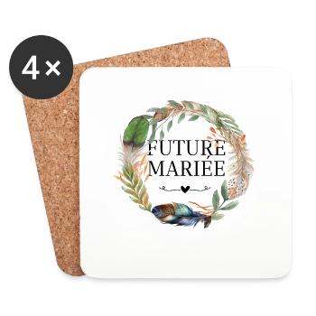 Krone Boho-Blumen für die zukünftige Braut - Untersetzer (4er-Set) - Weiß - Vorne