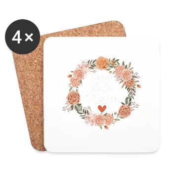 Aquarell Blumen Braut Team - passend dazu - Untersetzer (4er-Set) - Weiß - Vorne