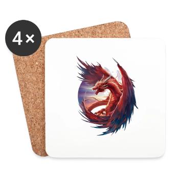 Cool Red Dragon - Coasters (set of 4) - white - Front