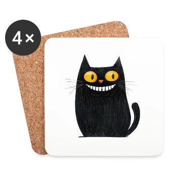 Feed Me Human, Chemise d’amoureux des chats, Sacs, Chemise, Débardeur - Dessous de verre (lot de 4) - blanc - Devant