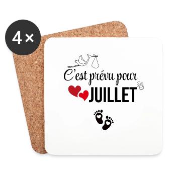 Es ist für Juli geplant - Ankündigung der Schwangerschaft - Untersetzer (4er-Set) - Weiß - Vorne