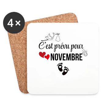 Es ist für November geplant - Ankündigung der Schwangerschaft - Untersetzer (4er-Set) - Weiß - Vorne