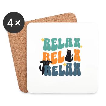 Relax Cat Cat Friends Funny Saying Gift - Coasters (set of 4) - white - Front