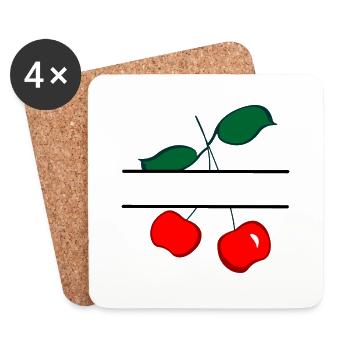 Cherry banner - Coasters (set of 4) - white - Front