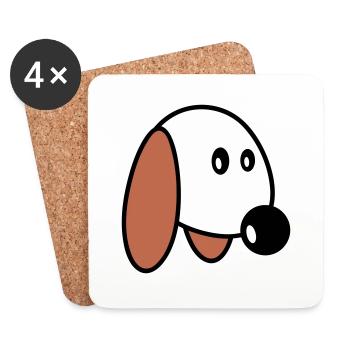 Visage de chien Petit Tête d’animal de compagnie Mignon - Dessous de verre (lot de 4) - blanc - Devant