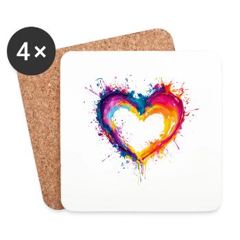 Buntes Herz Liebe Valentinstag Geschenk - Untersetzer (4er-Set) - Weiß - Vorne