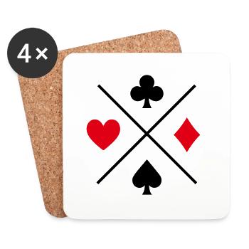 Symboles du jeu de cartes | Minimal | Multicolore - Dessous de verre (lot de 4) - blanc - Devant
