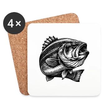 Bass Fishing - Coasters (set of 4) - white - Front