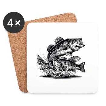 Bass Fishing - Untersetzer (4er-Set) - Weiß - Vorne