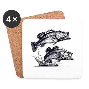 Bass Fishing - Untersetzer (4er-Set) - Weiß - Vorne