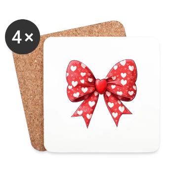 Cadeau Coeur Noeud Saint Valentin - Dessous de verre (lot de 4) - blanc - Devant