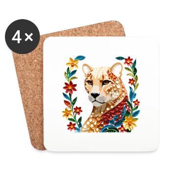 Tigre - Dessous de verre (lot de 4) - blanc - Devant