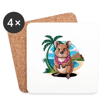 Tropical Quokka - Dessous de verre (lot de 4) - blanc - Devant