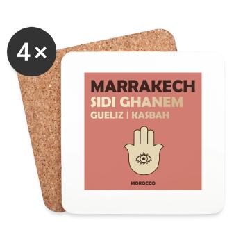 Marrakech, Maroc - Dessous de verre (lot de 4) - blanc - Devant