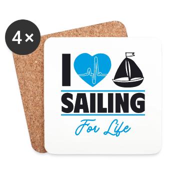 La voile est ma vie, idée cadeau - Dessous de verre (lot de 4) - blanc - Devant