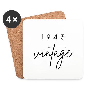 Vintage 1943 Birthday - Coasters (set of 4) - white - Front
