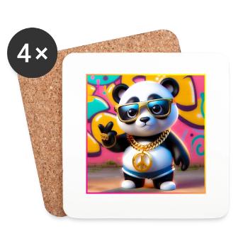 Coole Panda - Untersetzer (4er-Set) - Weiß - Vorne