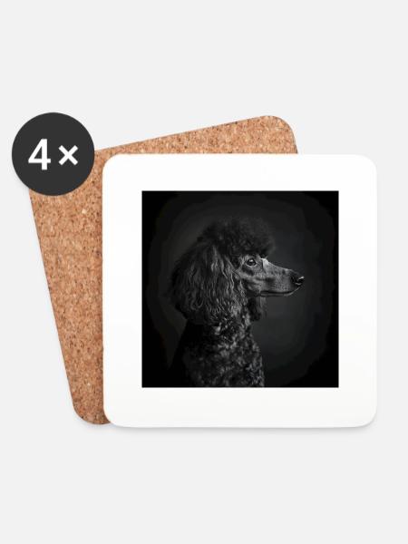 Black Animals - Black Poodle - Untersetzer (4er-Set) - Weiß