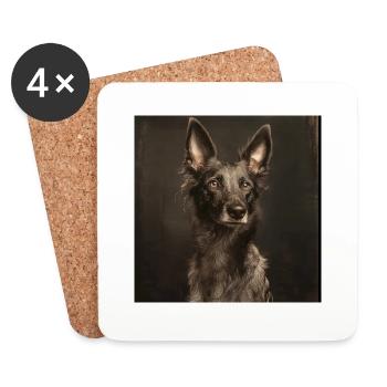Black Animals - Funny Dog - Coasters (set of 4) - white - Front