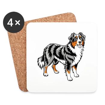 Australian Shepherd - Coasters (set of 4) - white - Front