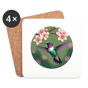 Kolibri in der Nähe einer Blume - Untersetzer (4er-Set) - Weiß - Vorne