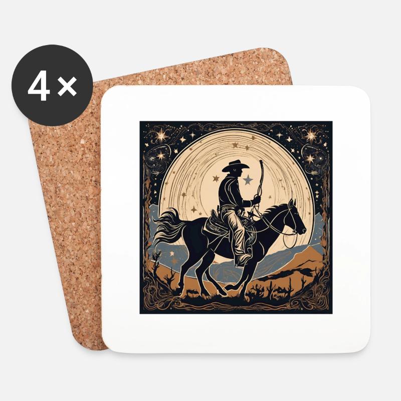 Cowboy Design - Coasters (set of 4) - white