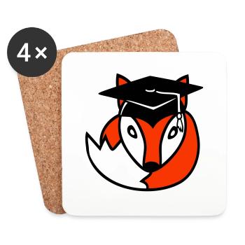 Fox High School Graduation Certificats de fin d’études Chapeau de collège - Dessous de verre (lot de 4) - blanc - Devant