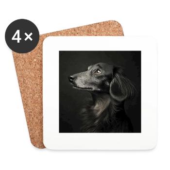 Black Animals - Old Dog - Coasters (set of 4) - white - Front