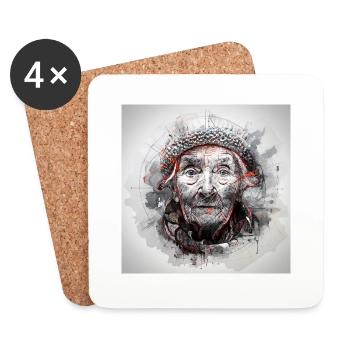 Vieille femme Art -2 - Dessous de verre (lot de 4) - blanc - Devant