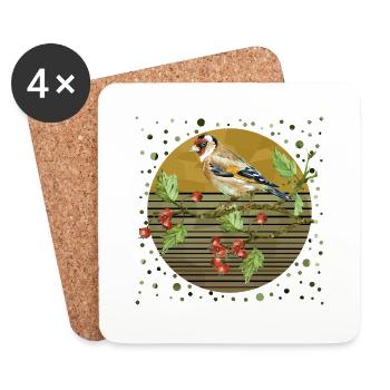 Bunter Vogel - Untersetzer (4er-Set) - Weiß - Vorne