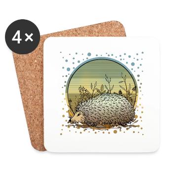 Igel - Untersetzer (4er-Set) - Weiß - Vorne