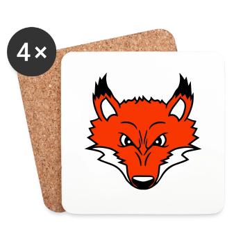 Renard, Mauvais œil, Dangereux, Renard roux, Animal sauvage - Dessous de verre (lot de 4) - blanc - Devant