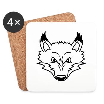 Renard, Mauvais œil, Dangereux, Renard roux, Animal sauvage - Dessous de verre (lot de 4) - blanc - Devant