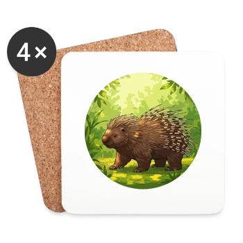 Porcupine in the sun - Coasters (set of 4) - white - Front
