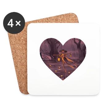 Heart-shaped Scarecrow - Coasters (set of 4) - white - Front